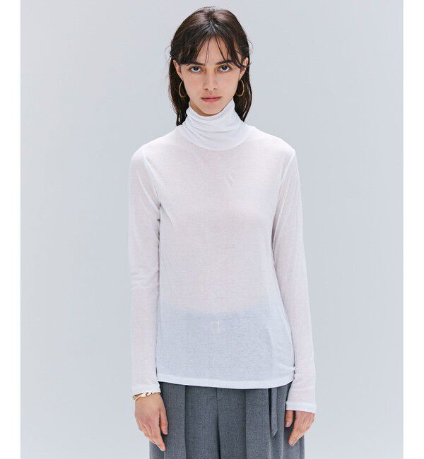 BEIGE,「【洗える】SORE / シアーコットンハイネックカットソー」|Tシャツ・カットソー|White