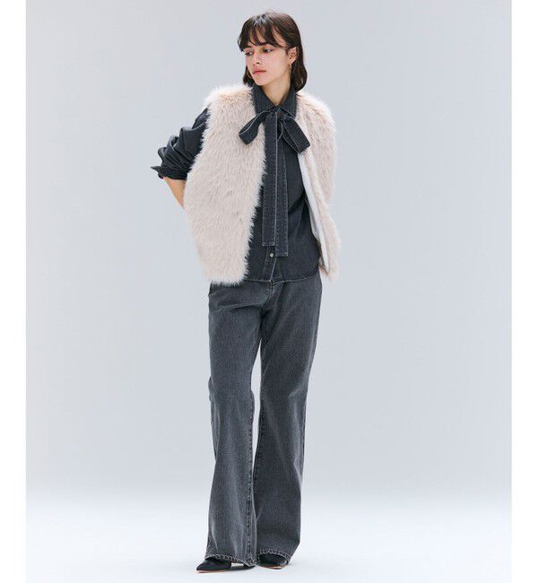 BEIGE,「【洗える・BAILA 11月号掲載】MARKEL / ボウタイ付きシャツカラーデニムシャツ」|シャツ・ブラウス|