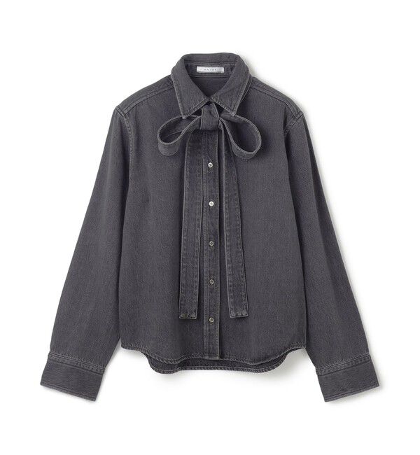 BEIGE,「【洗える・BAILA 11月号掲載】MARKEL / ボウタイ付きシャツカラーデニムシャツ」|シャツ・ブラウス|