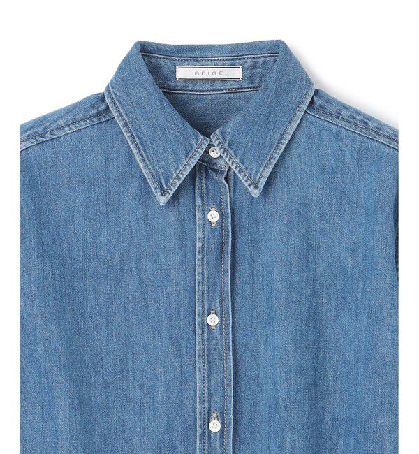 BEIGE,「【洗える・BAILA 11月号掲載】MARKEL / ボウタイ付きシャツカラーデニムシャツ」|シャツ・ブラウス|