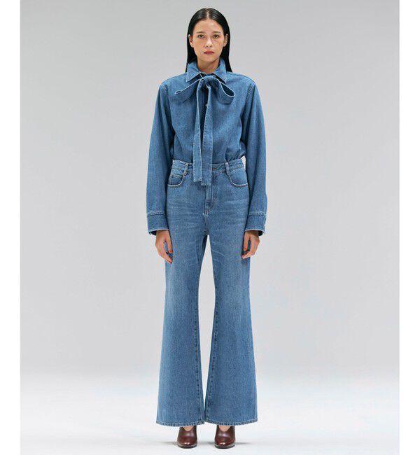 BEIGE,「【洗える・BAILA 11月号掲載】MARKEL / ボウタイ付きシャツカラーデニムシャツ」|シャツ・ブラウス|