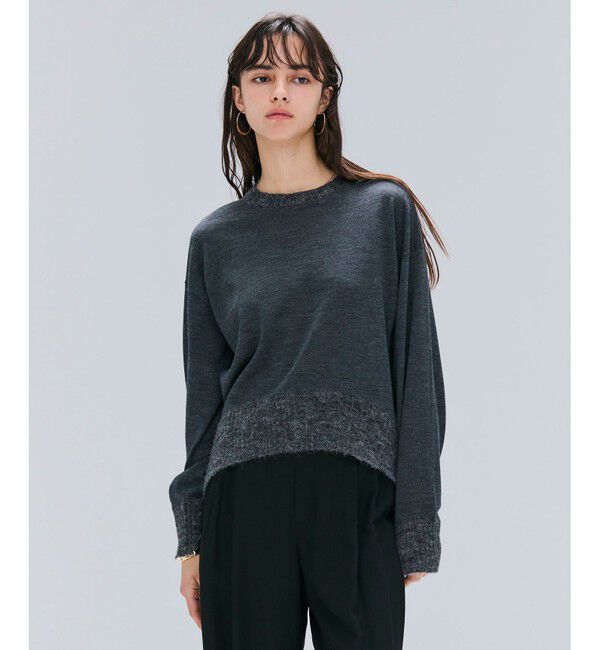 BEIGE,「【洗える】LA MONNAIE / モヘアMIXクルーネックニット」|ニット・セーター|Gray