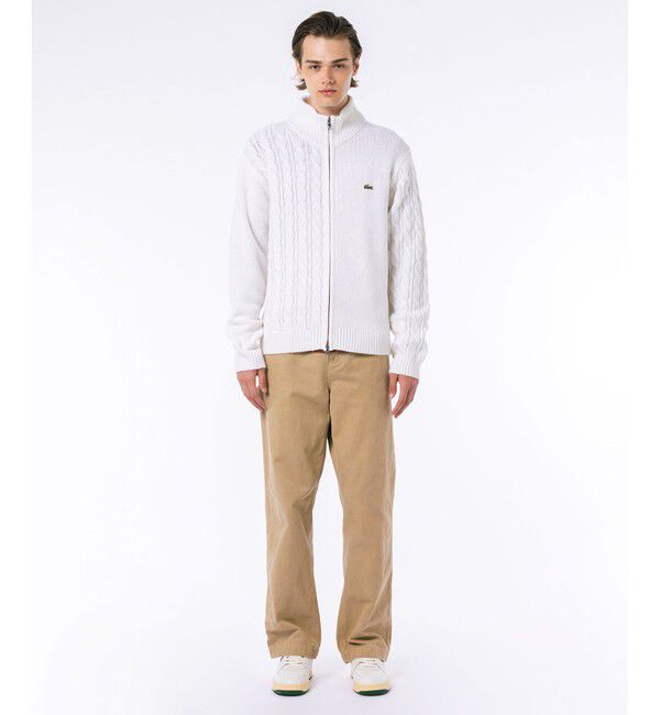 LACOSTE「クレイジーニッティングハイネックジップカーディガン / ダブルジップ ドライバーズニット」|カーディガン|