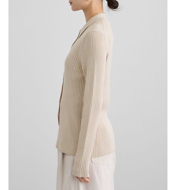 SALON adam et rope'「コットンシルクカシミアリブポロカーディガン」|カーディガン|