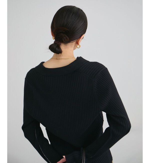 SALON adam et rope'「コットンシルクカシミアリブポロカーディガン」|カーディガン|