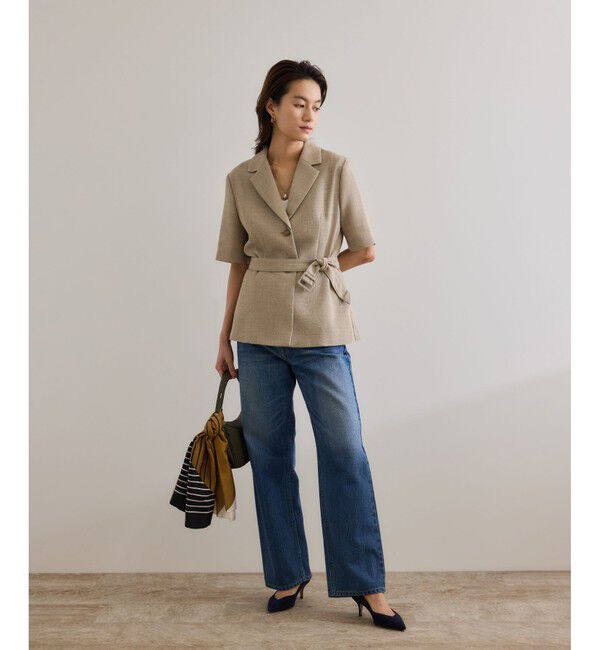 ROPE「リネンライク ベルテッドジャケット/セットアップ対応」|テーラードジャケット|