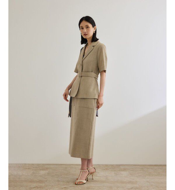 ROPE「リネンライク ベルテッドジャケット/セットアップ対応」|テーラードジャケット|