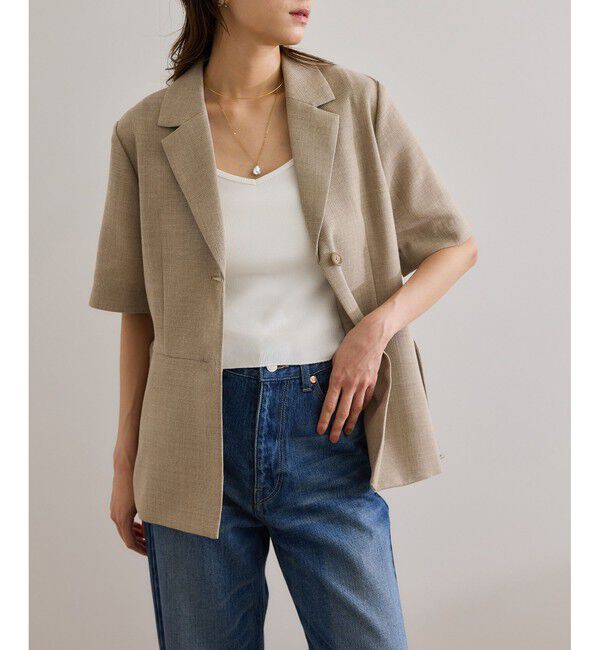 ROPE「リネンライク ベルテッドジャケット/セットアップ対応」|テーラードジャケット|