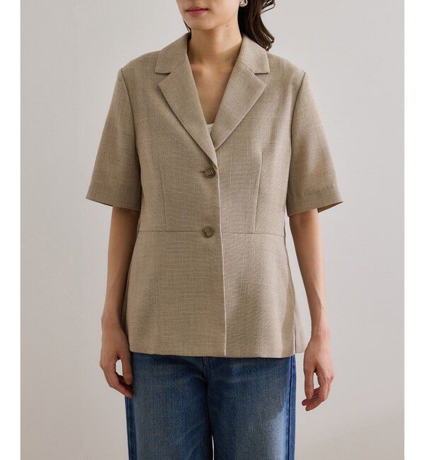 ROPE「リネンライク ベルテッドジャケット/セットアップ対応」|テーラードジャケット|