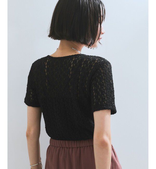 VIS「【WEB/一部店舗限定】胸ギャザーレースプルオーバー」|Tシャツ・カットソー|