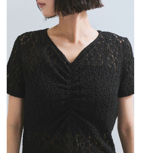 VIS「【WEB/一部店舗限定】胸ギャザーレースプルオーバー」|Tシャツ・カットソー|