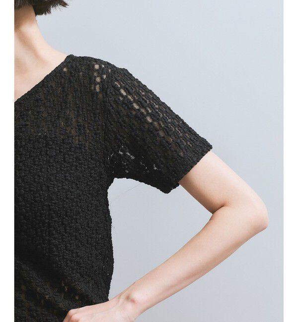 VIS「【WEB/一部店舗限定】胸ギャザーレースプルオーバー」|Tシャツ・カットソー|