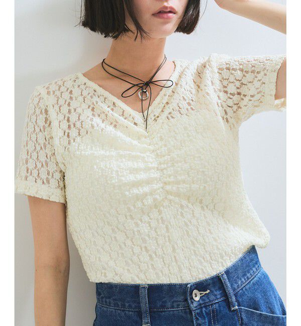 VIS「【WEB/一部店舗限定】胸ギャザーレースプルオーバー」|Tシャツ・カットソー|キナリ(16)
