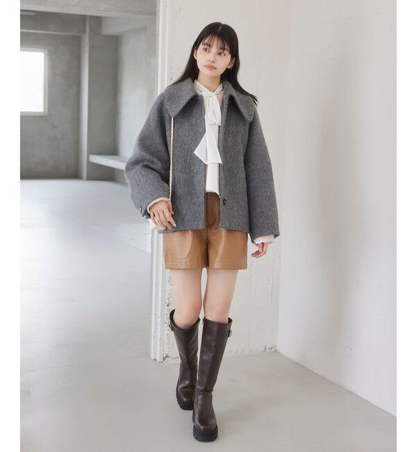 アウター総選挙1位】ビッグカラーモモンガシャギーショートコート（VIS