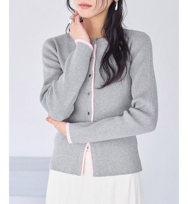 VIS「バイカラークルーネックカーディガン」|カーディガン|