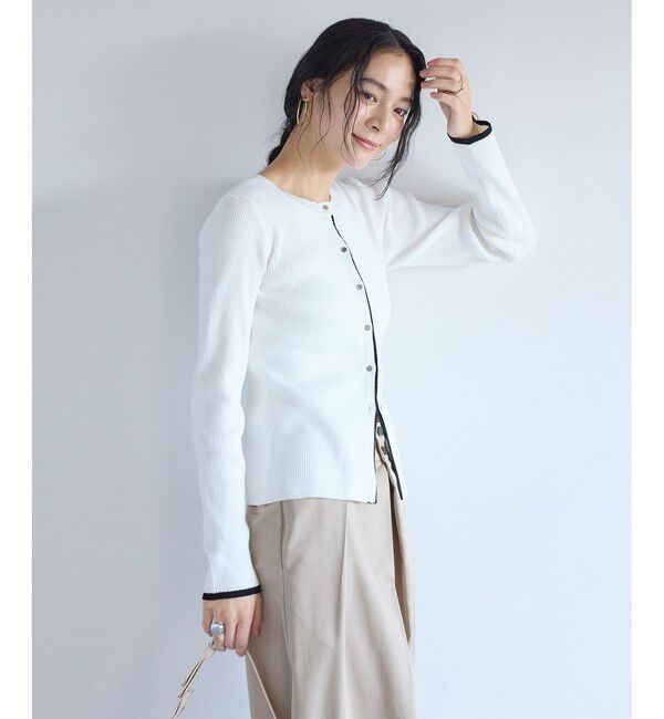 VIS「バイカラークルーネックカーディガン」|カーディガン|