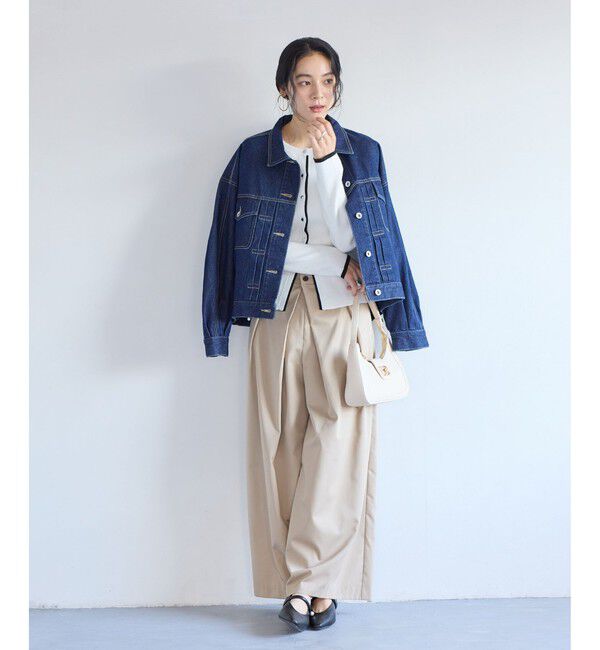 VIS「バイカラークルーネックカーディガン」|カーディガン|