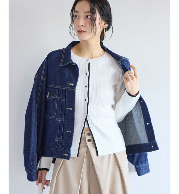 VIS「バイカラークルーネックカーディガン」|カーディガン|