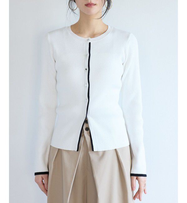 VIS「バイカラークルーネックカーディガン」|カーディガン|