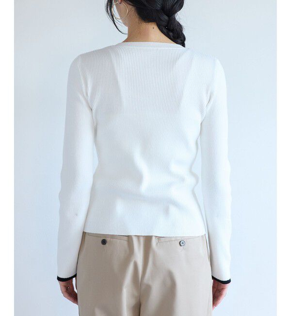 VIS「バイカラークルーネックカーディガン」|カーディガン|