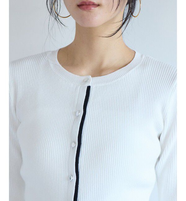 VIS「バイカラークルーネックカーディガン」|カーディガン|