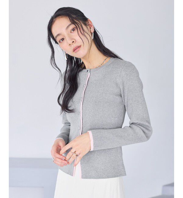 VIS「バイカラークルーネックカーディガン」|カーディガン|