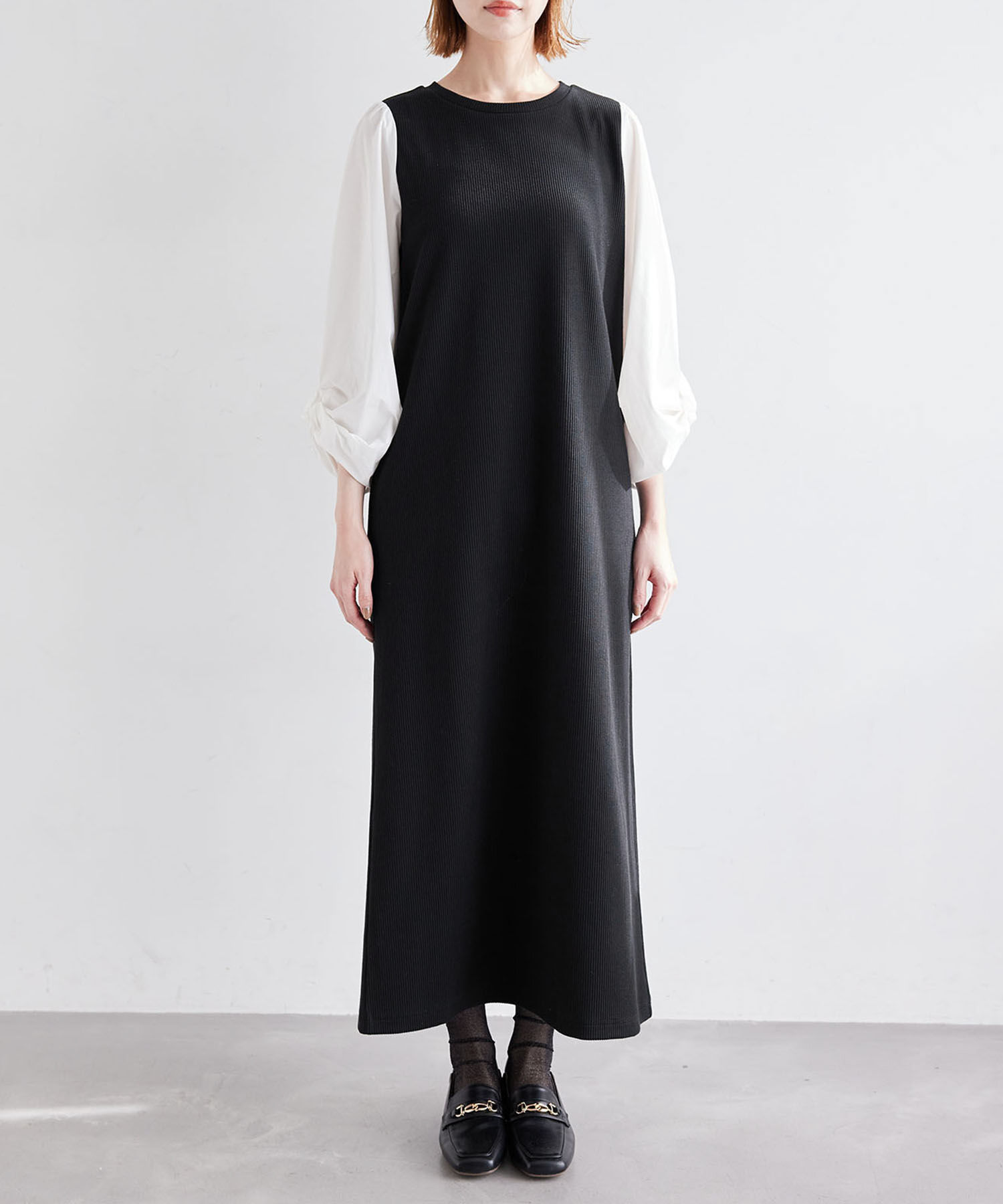 Rope&rsquo;Picnic「袖ディテールドッキングテレコワンピース」|ワンピース|