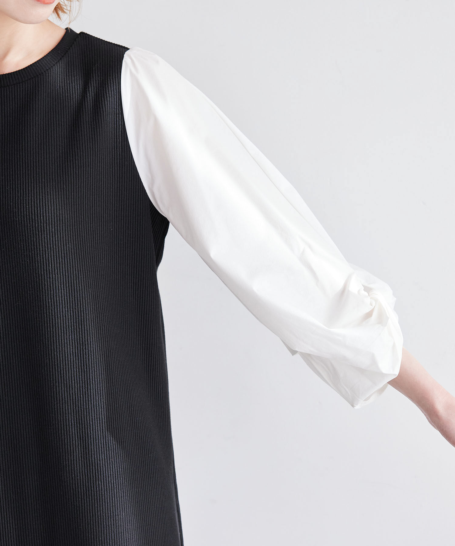 Rope&rsquo;Picnic「袖ディテールドッキングテレコワンピース」|ワンピース|