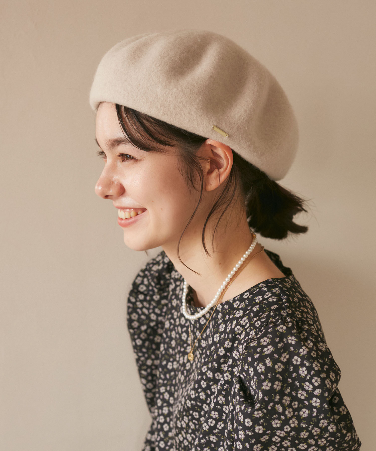 ROPE PICNIC PASSAGE「プレート付きウールベレー帽/リンクコーデ」|ハンチング・ベレー帽|ベージュ系(28)