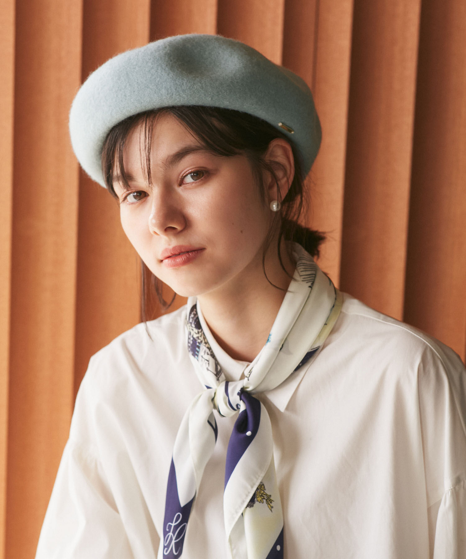 ROPE PICNIC PASSAGE「プレート付きウールベレー帽/リンクコーデ」|ハンチング・ベレー帽|ブルー系(45)