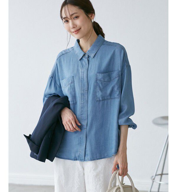 Rope&rsquo;Picnic「【emur/エミュール】ラウンドヘム抜き襟比翼シャツ」|シャツ・ブラウス|