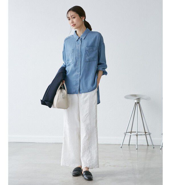 Rope&rsquo;Picnic「【emur/エミュール】ラウンドヘム抜き襟比翼シャツ」|シャツ・ブラウス|