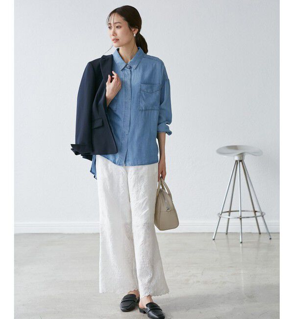 Rope&rsquo;Picnic「【emur/エミュール】ラウンドヘム抜き襟比翼シャツ」|シャツ・ブラウス|