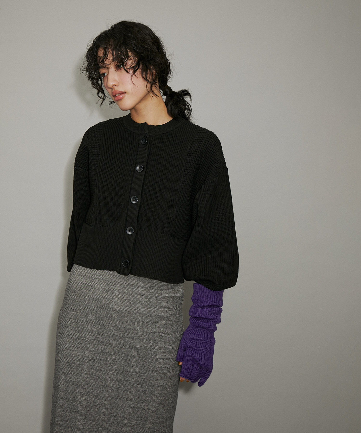 ADAM ET ROPE'「【サステナブル・WEB限定】ペプラムコンビニットカーディガン」|カーディガン|