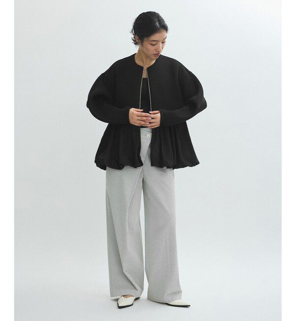 ADAM ET ROPE'「ダンボールタフタペプラムカーディガン」|カーディガン|