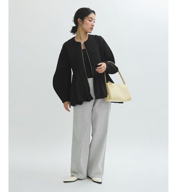 ADAM ET ROPE'「ダンボールタフタペプラムカーディガン」|カーディガン|