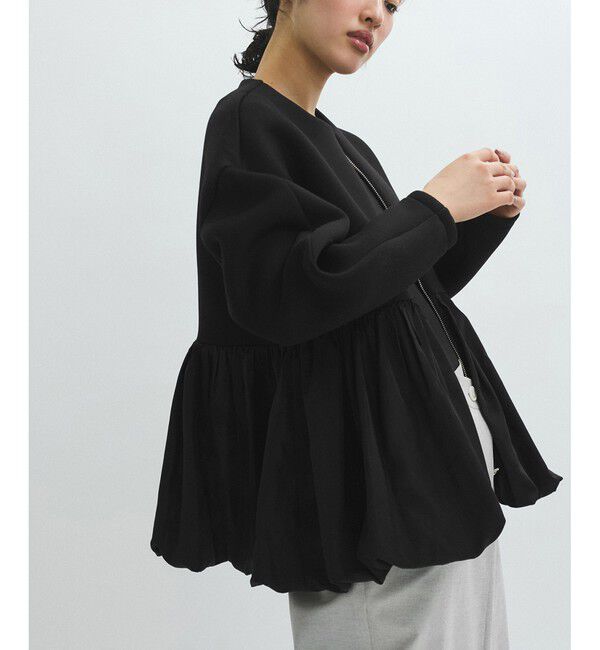 ADAM ET ROPE'「ダンボールタフタペプラムカーディガン」|カーディガン|