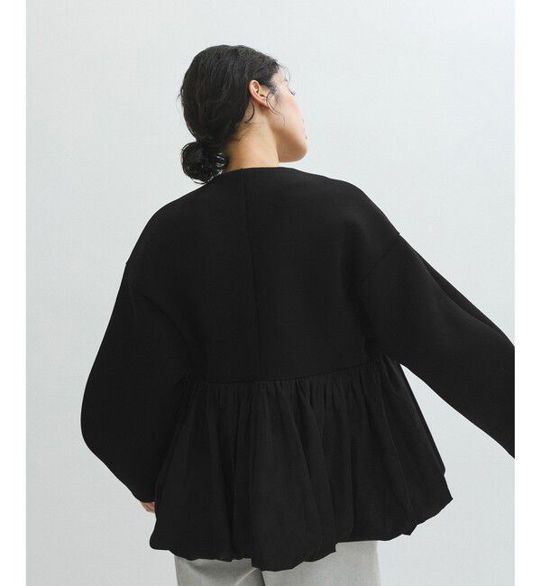 ADAM ET ROPE'「ダンボールタフタペプラムカーディガン」|カーディガン|