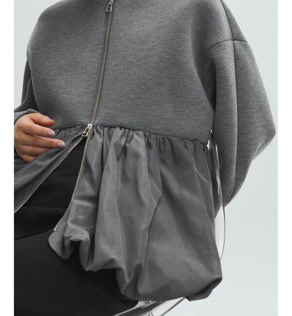 ADAM ET ROPE'「ダンボールタフタペプラムカーディガン」|カーディガン|