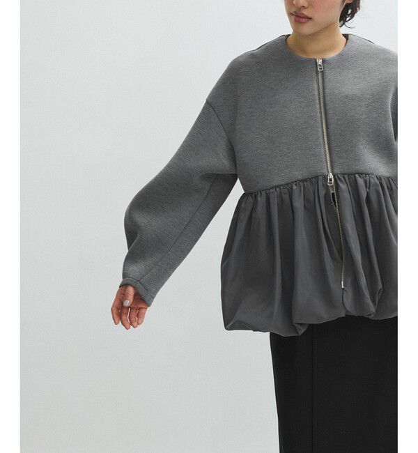 ADAM ET ROPE'「ダンボールタフタペプラムカーディガン」|カーディガン|