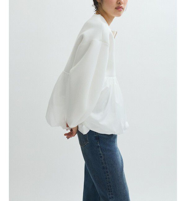 ADAM ET ROPE'「ダンボールタフタペプラムカーディガン」|カーディガン|