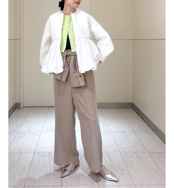 ADAM ET ROPE'「ダンボールタフタペプラムカーディガン」|カーディガン|