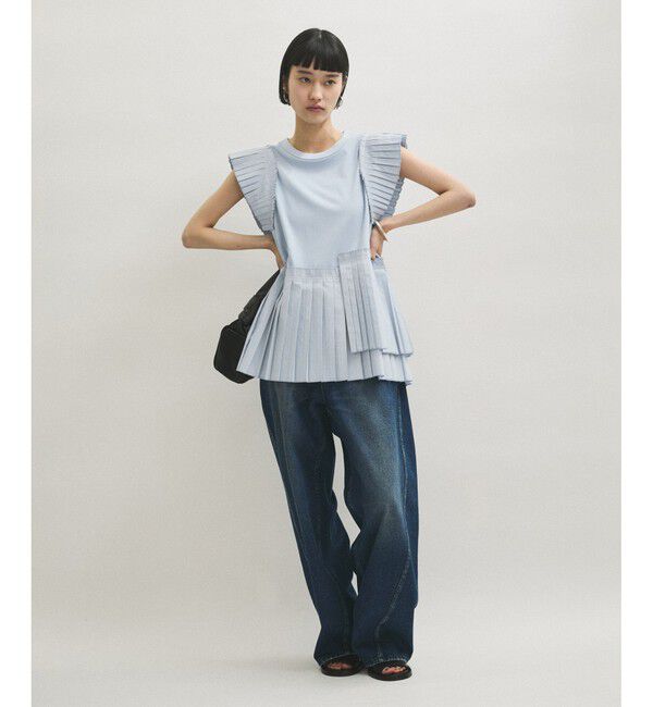 ADAM ET ROPE'「【サステナブル】プリーツコンビプルオーバー」|Tシャツ・カットソー|