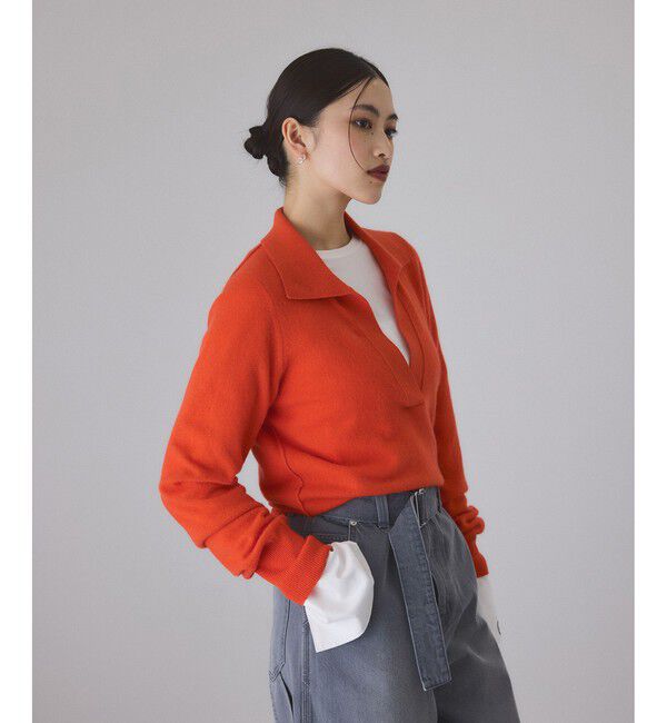ADAM ET ROPE'「カシミヤポロニット」|ニット・セーター|レッド系(61)