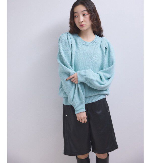ADAM ET ROPE'「【WEB限定】ショルダータックニットプルオーバー」|ニット・セーター|ブルー系(45)