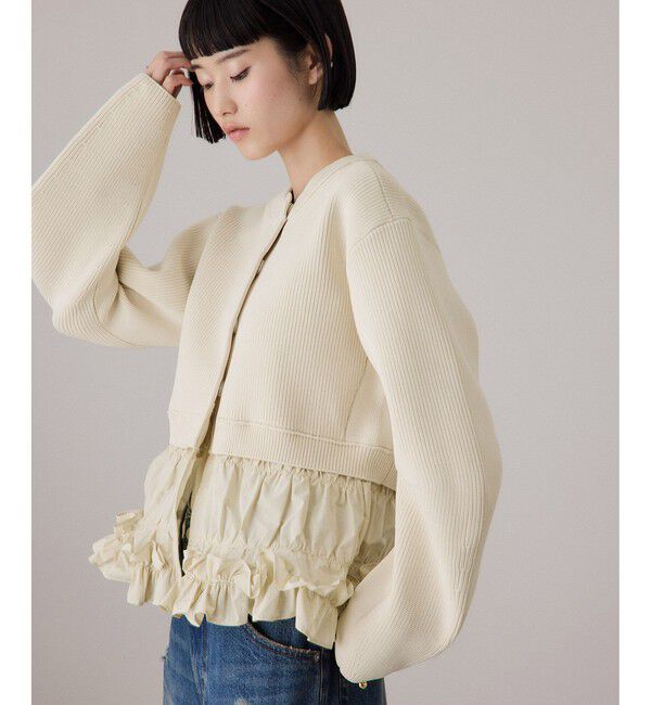 ADAM ET ROPE'「【サステナブル】ギャザーフリルコンビカーディガン」|カーディガン|キナリ(16)