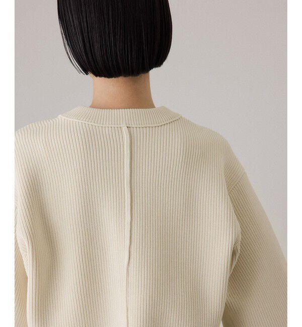 ADAM ET ROPE'「【サステナブル】ギャザーフリルコンビカーディガン」|カーディガン|