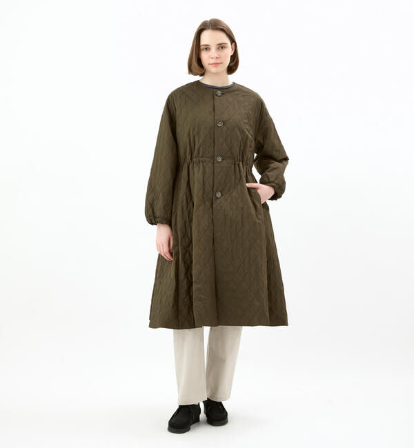 ORCIVAL「ORCIVAL | キルティング ロングコート WOMEN」|ノーカラーコート|OLIVE