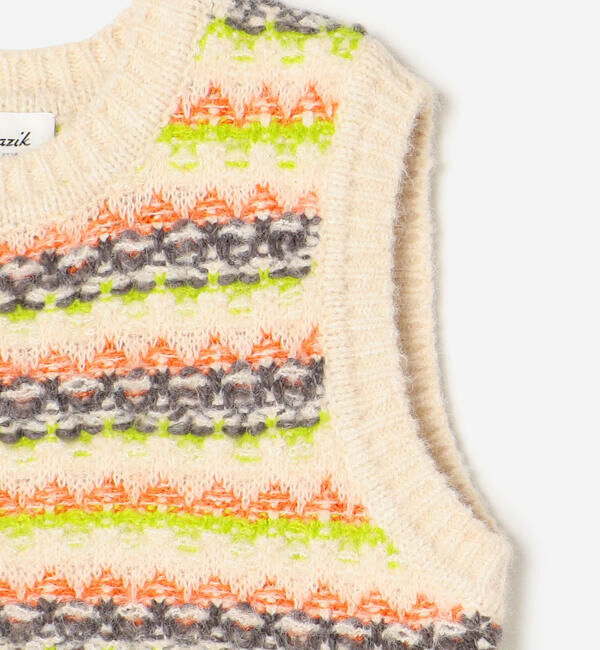 LE GLAZIK「LE GLAZIK | ジャカード クルーネックニットベスト WOMEN」|ニット・セーター|