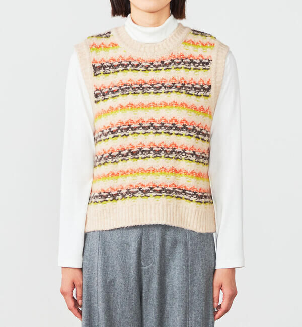 LE GLAZIK「LE GLAZIK | ジャカード クルーネックニットベスト WOMEN」|ニット・セーター|